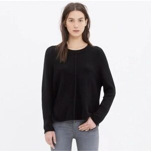 Madewell Just Right Black Oversized Knit Crew Neck Sweater XS